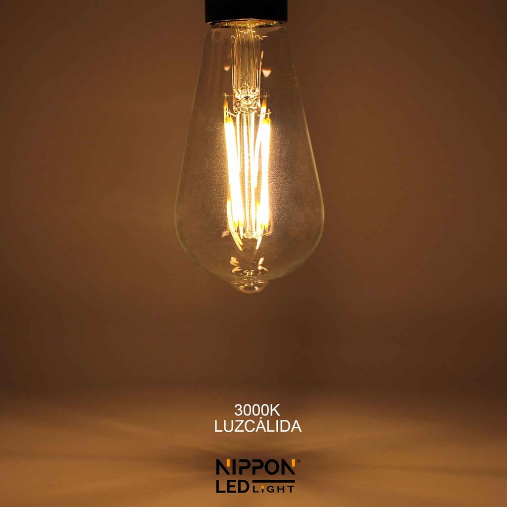 Foco Led Fil. ST64 110V E27 8W 3000K