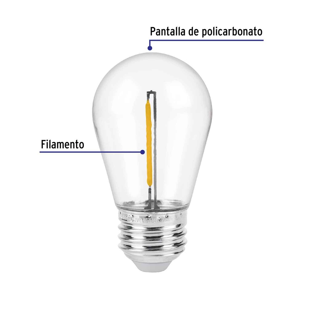 Foco Led Fil S14 110V E27 1W 3000K