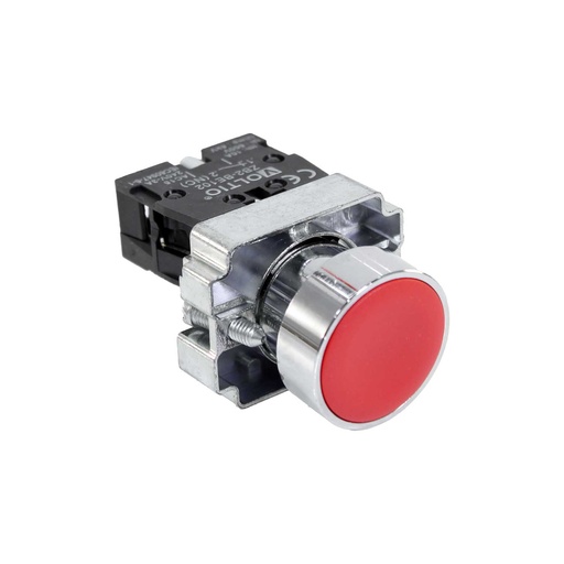 [2140004] Pulsador NO+NC 3P 22 mm Con Bloque (Rojo)