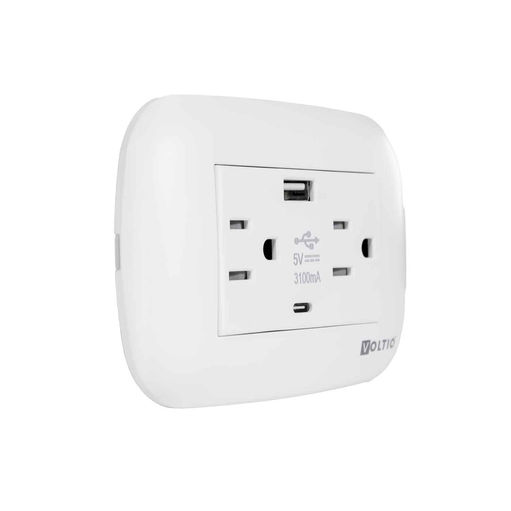 Carina Toma Doble +USB 15A125V   